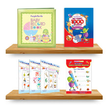 Load image into Gallery viewer, Purple Turtle Baby Record Book , My First 1000 Words Book for Early Learning, My First Book of Pencil Control With Purple Turtle Preschool Worksheets for Nursery - English, Maths & EVS - 100 Worksheets (100 Pages - 50 Leaves) for Early Learning