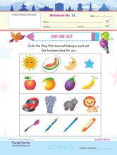 Load image into Gallery viewer, Purple Turtle Adorable Super Soft Premium Quality Stuff Animal Turtle Plush with  Purple Turtle Preschool Worksheets for Nursery - English, Maths & EVS - 100 Worksheets (100 Pages - 50 Leaves) for Early Learning