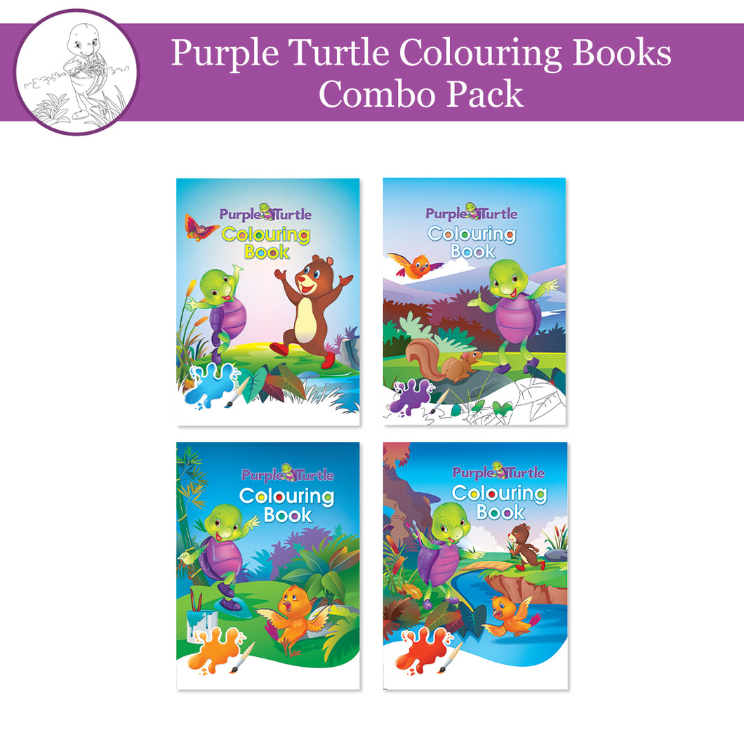 Best Coloring Books for Kids Ages 3-8 (Set of 4) Purple Turtle Gift Set for Children