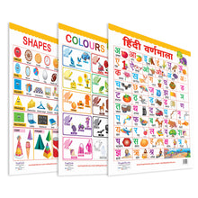 Load image into Gallery viewer, Hindi Varnmala, Colours and Shapes Educational Wall Charts for Kids
