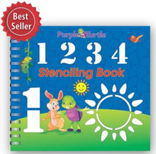 Load image into Gallery viewer, 1234 Stencilling Book - Fun Early Learning Activity Book - Purple Turtle  - For Kids Ages 3-7