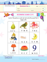 Load image into Gallery viewer, Purple Turtle Preschool Worksheets for Nursery - English, Maths & EVS - 100 Worksheets (100 Activities - 50 Leaves) for Early Learning