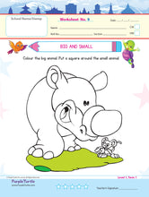 Load image into Gallery viewer, Purple Turtle Preschool Worksheets for Nursery - English, Maths & EVS - 100 Worksheets (100 Activities - 50 Leaves) for Early Learning
