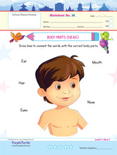 Load image into Gallery viewer, Purple Turtle Preschool Worksheets for Nursery - English, Maths & EVS - 100 Worksheets (100 Activities - 50 Leaves) for Early Learning