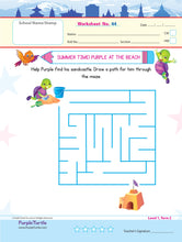 Load image into Gallery viewer, Purple Turtle Preschool Worksheets for Nursery - English, Maths & EVS - 100 Worksheets (100 Activities - 50 Leaves) for Early Learning