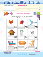 Load image into Gallery viewer, Purple Turtle Preschool Worksheets for LKG - English, Maths & EVS - 100 Worksheets (100 Activities - 50 Leaves) for Early Learning