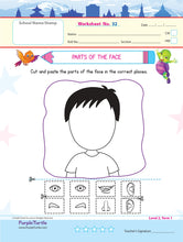 Load image into Gallery viewer, Purple Turtle Preschool Worksheets for LKG - English, Maths & EVS - 100 Worksheets (100 Activities - 50 Leaves) for Early Learning