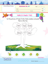 Load image into Gallery viewer, Purple Turtle Preschool Worksheets for LKG - English, Maths & EVS - 100 Worksheets (100 Activities - 50 Leaves) for Early Learning