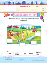 Load image into Gallery viewer, Purple Turtle Preschool Worksheets for LKG - English, Maths & EVS - 100 Worksheets (100 Activities - 50 Leaves) for Early Learning