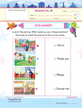 Load image into Gallery viewer, Purple Turtle Preschool Worksheets for LKG - English, Maths & EVS - 100 Worksheets (100 Activities - 50 Leaves) for Early Learning