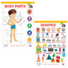 Load image into Gallery viewer, Body Parts and Shapes Educational Wall Charts for KIds