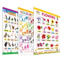 Load image into Gallery viewer, Flowers, Colours and Birds Educational Wall Charts for Kids