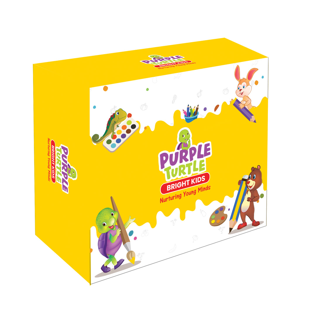 Home Learning Activity Kit For Children Ages 3-8 | Purple Turtle Bright Kids Box | Early Learning Worksheets, Storybooks, Colouring Books, 1000+ of Activities | Learn English, Maths, EVS & More!