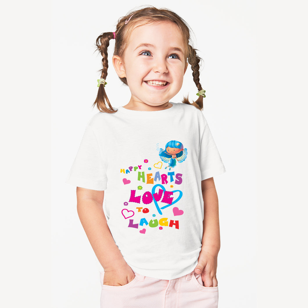Colour Fairies Kids' T-Shirt - Hearts, Love, Laugh - For Toddlers, Girls - 100% Cotton Tshirt