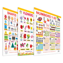Load image into Gallery viewer, Numbers (1-20), Flowers and Shapes Educational Wall Charts for Kids