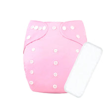 Load image into Gallery viewer, Purple Turtle Washable and Reusable Cloth Diaper with Inserts : Baby Pink, White & Multicolour Cool Everyday Elements Pattern