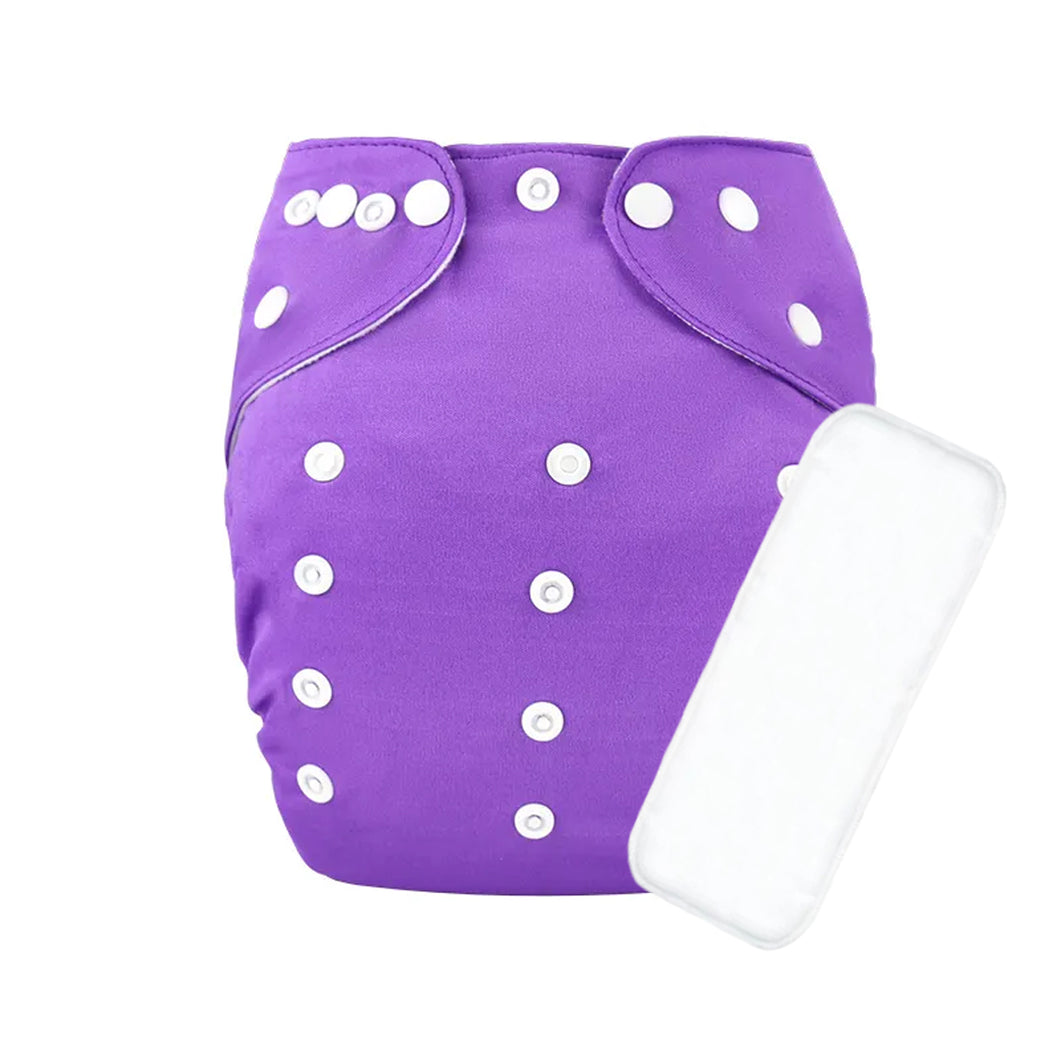 Purple Turtle Washable and Reusable Cloth Diaper with Inserts : Purple & Multicolour Cool Everyday Elements Pattern