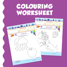 Load image into Gallery viewer, Purple Turtle Preschool Worksheets for LKG - English, Maths & EVS - 100 Worksheets (100 Activities - 50 Leaves) for Early Learning