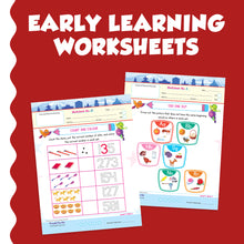 Load image into Gallery viewer, Purple Turtle Preschool Worksheets for LKG - English, Maths & EVS - 100 Worksheets (100 Activities - 50 Leaves) for Early Learning