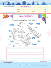 Load image into Gallery viewer, Purple Turtle Preschool Worksheets for UKG - English, Maths & EVS - 100 Worksheets (100 Activities - 50 Leaves) for Early Learning