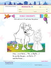 Load image into Gallery viewer, Purple Turtle Preschool Worksheets for UKG - English, Maths & EVS - 100 Worksheets (100 Activities - 50 Leaves) for Early Learning