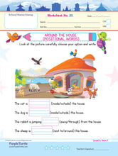 Load image into Gallery viewer, Purple Turtle Preschool Worksheets for UKG - English, Maths & EVS - 100 Worksheets (100 Activities - 50 Leaves) for Early Learning