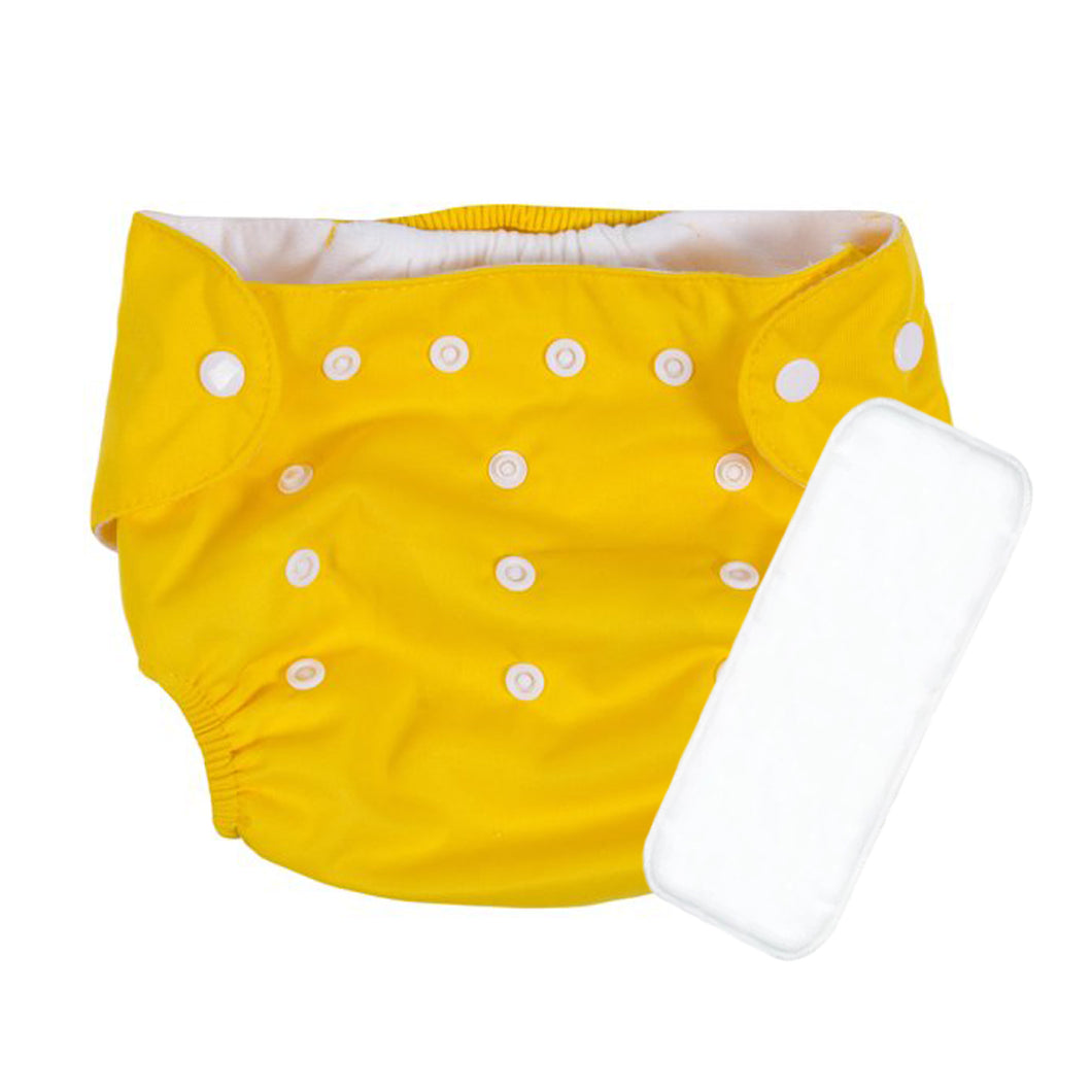 Washable and Reusable Cloth Diaper with Insert for Babies (0-3 years)-Plane Yellow