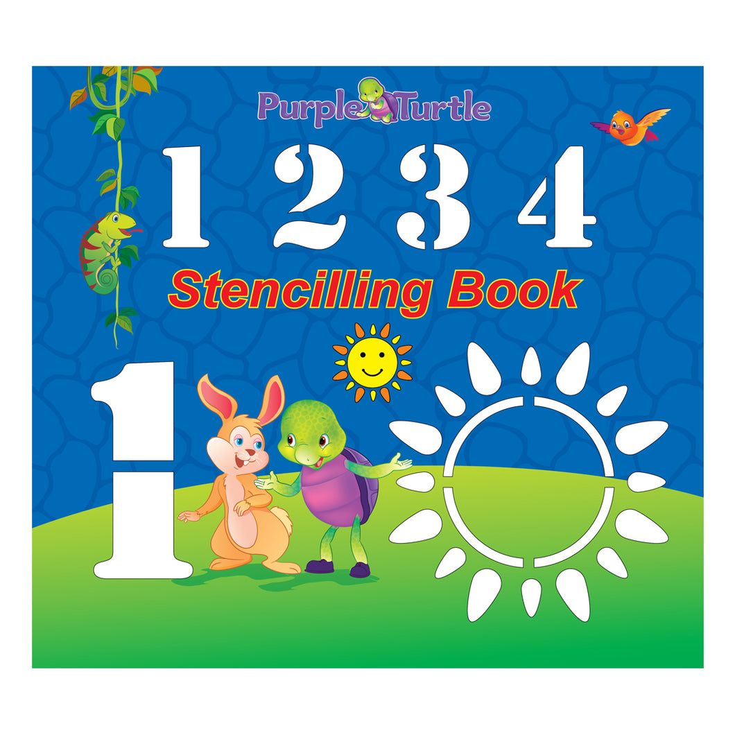1234 Stencilling Book - Fun Early Learning Activity Book - Purple Turtle  - For Kids Ages 3-7