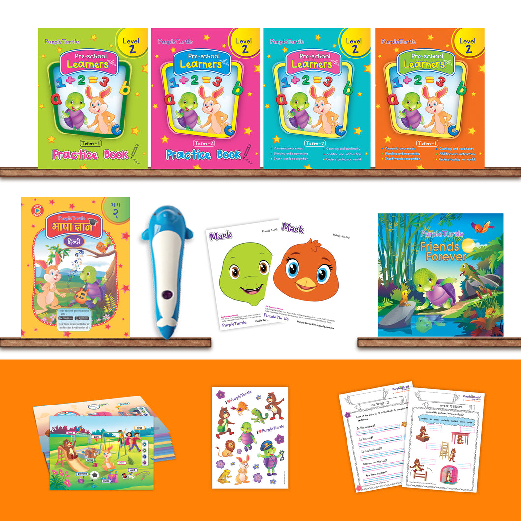 Purple Turtle Preschool Kit with Talking Pen Level 2 For LKG Kids