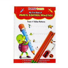 Load image into Gallery viewer, Purple Turtle My First Book of Pencil Control: Patterns Practice book for kids ( Full Color Pages): 3 Pencils, a Eraser and a Sharpener Free!

