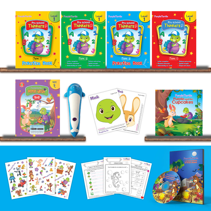 Purple Turtle Preschool Kit Level 1 with Talking Pen for Nursery Age 3-4 year