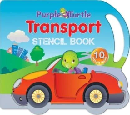 Transport Stencil Book for Early Learning | Stencil Art Book by Purple Turtle | For Kids Ages 3-7
