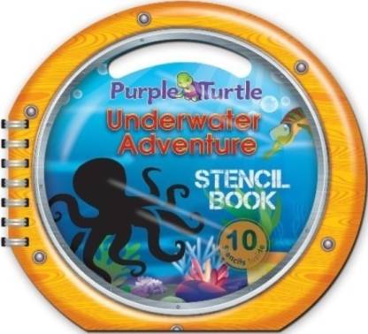 Purple Turtle Underwater Adventure Stencil Book  - For Kids Ages 3-8 - Early Learning Activity Book