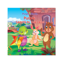 Load image into Gallery viewer, Purple Learns to Use Less - Illustrated Story Book by Purple Turtle to Teach Kids about the Environment and Climate Change - Reduce, Recycle, Reuse Story for Kids Ages 3-8
