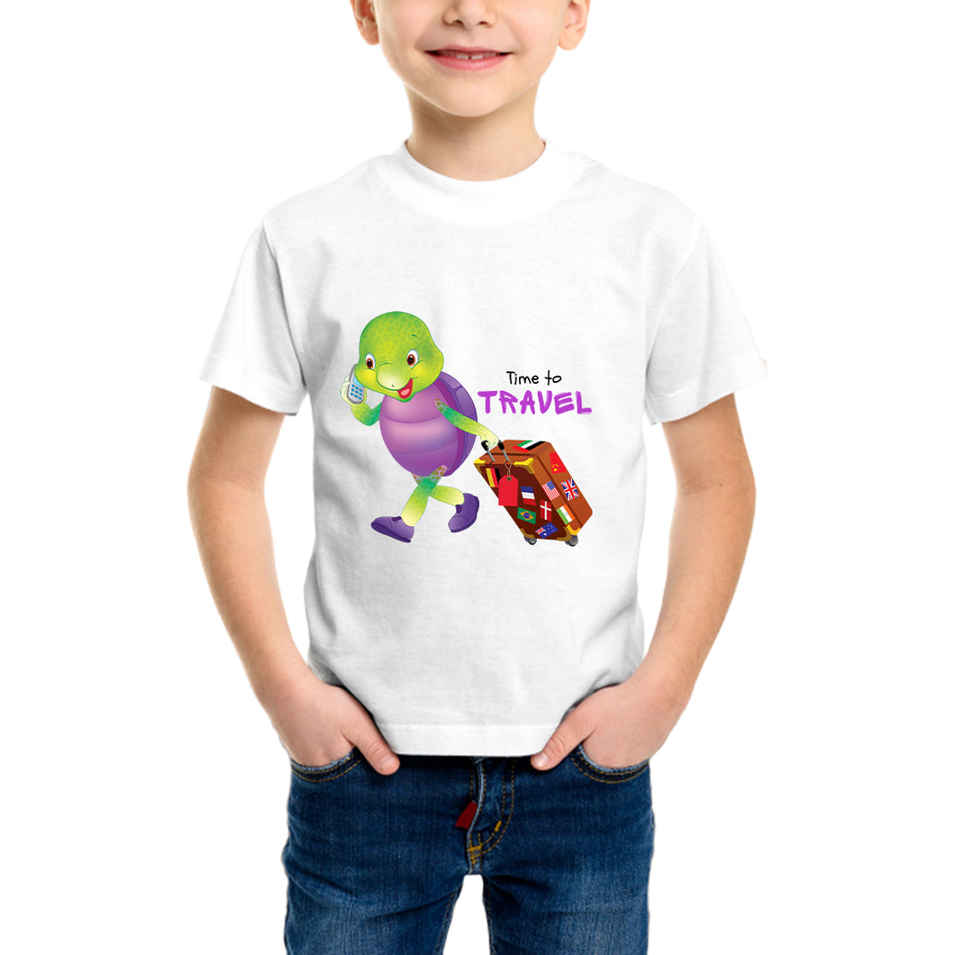 Purple Turtle Kids' T-Shirt - Time for Travel T-Shirt - For Toddlers, Girls & Boys