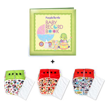 Load image into Gallery viewer, Purple Turtle Baby Record Book with Washable and Reusable Cloth Diaper with Inserts : Pack of 3  | for Babies 3 Months-3 Years | Free Size and Adjustable |  100% Natural, Non-Toxic and Chemical-Free Baby Diapers
