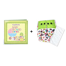 Load image into Gallery viewer, Purple Turtle Baby Record Book with Washable and Reusable Cloth Diaper with Inserts : Pack of 1 (Green)
