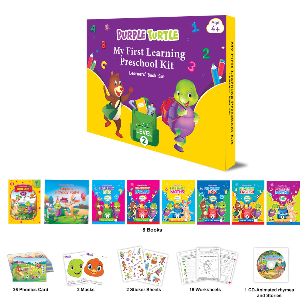 Preschool Kit for LKG (Level-2) - Complete Kit (Set of 8 Books & More) | For Children Ages 4 - 5 Years | Learn English, Maths, EVS, Hindi | For Homeschooling & Preschool Classrooms