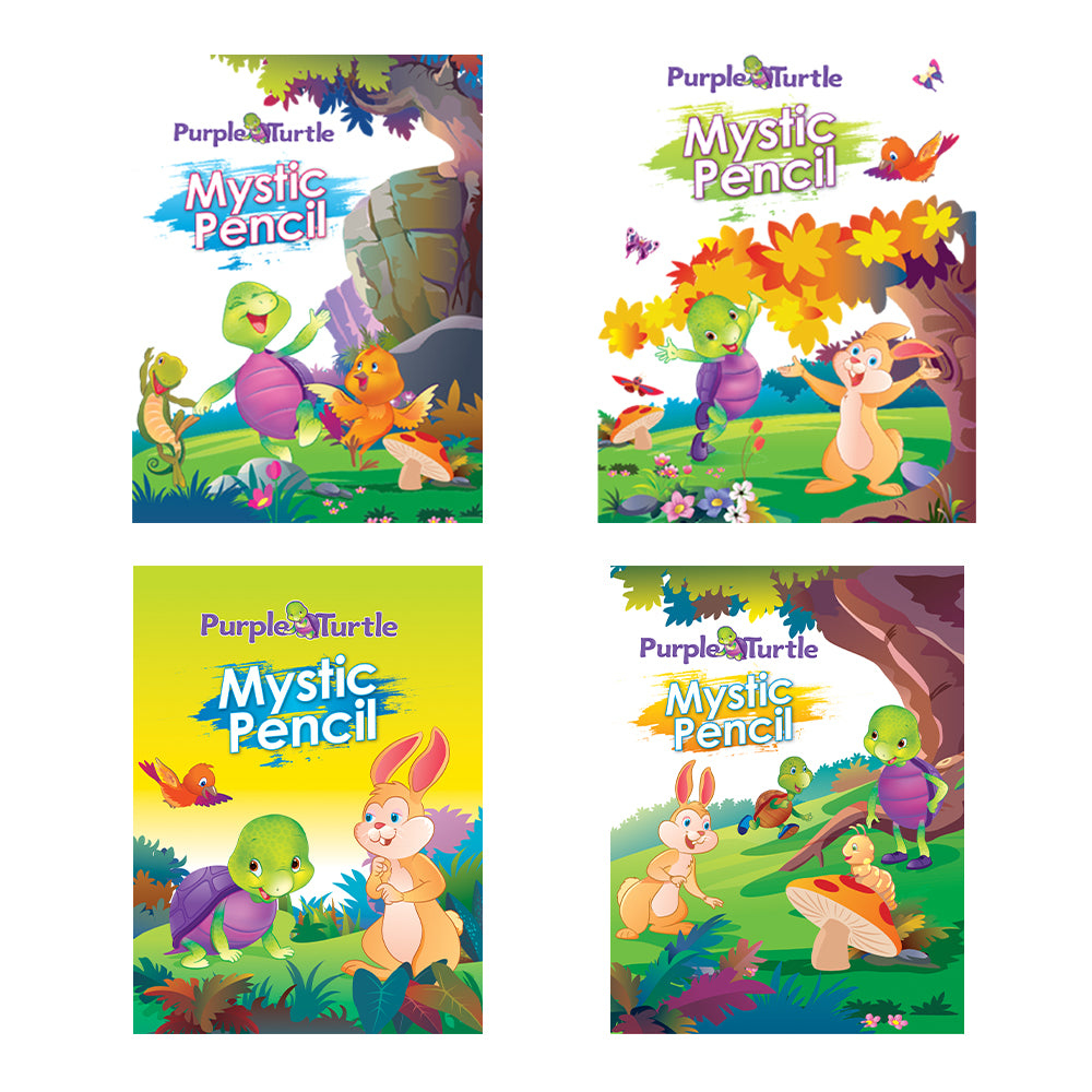 Purple Turtle Mystic Pencil Books (Set of 4)  - Interactive Activity Books for Kids Ages 3-8