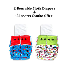 Load image into Gallery viewer, Purple Turtle  Baby Record Book with Washable and Reusable Cloth Diaper with Inserts : Pack of 2 | for Babies 3 Months-3 Years | Free Size and Adjustable |  100% Natural, Non-Toxic and Chemical-Free Baby Diapers
